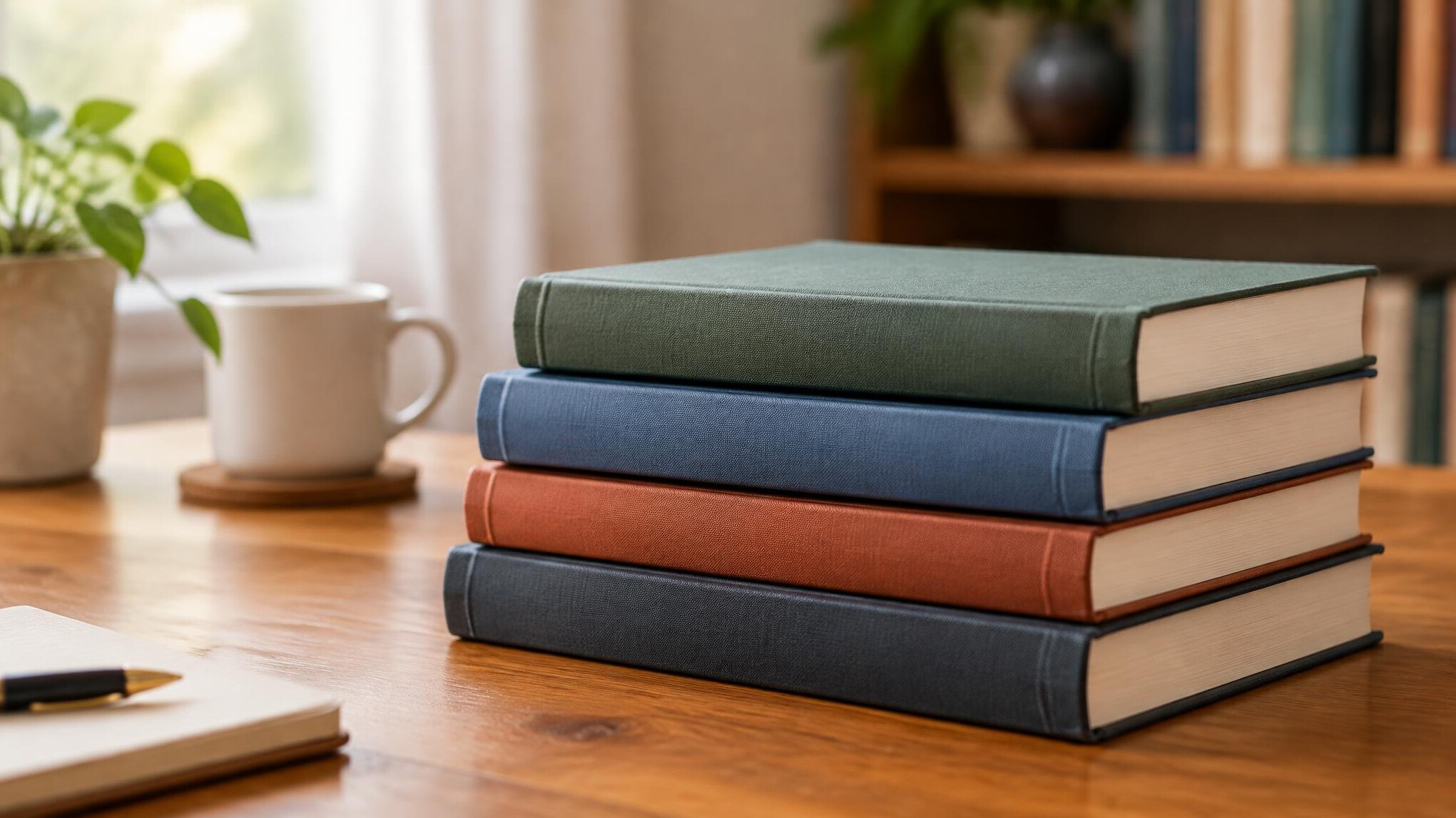Stack of books on a table